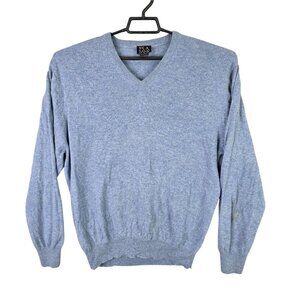 Mens Jos A Bank Traveler's Blue 100% Cashmere Sweater V Neck Long Sleeve Size XL